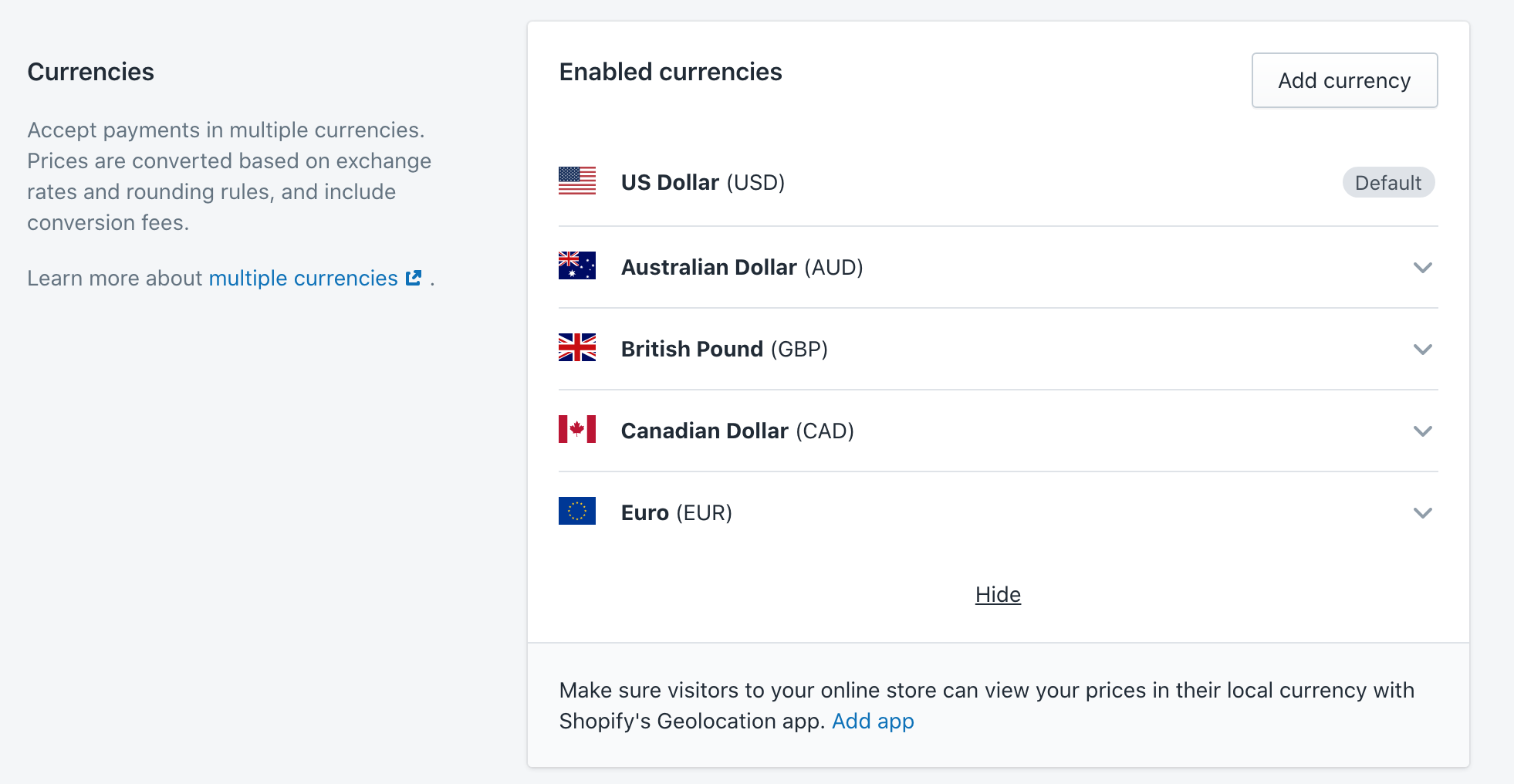 How to Add Multiple Currencies to Your Shopify Store